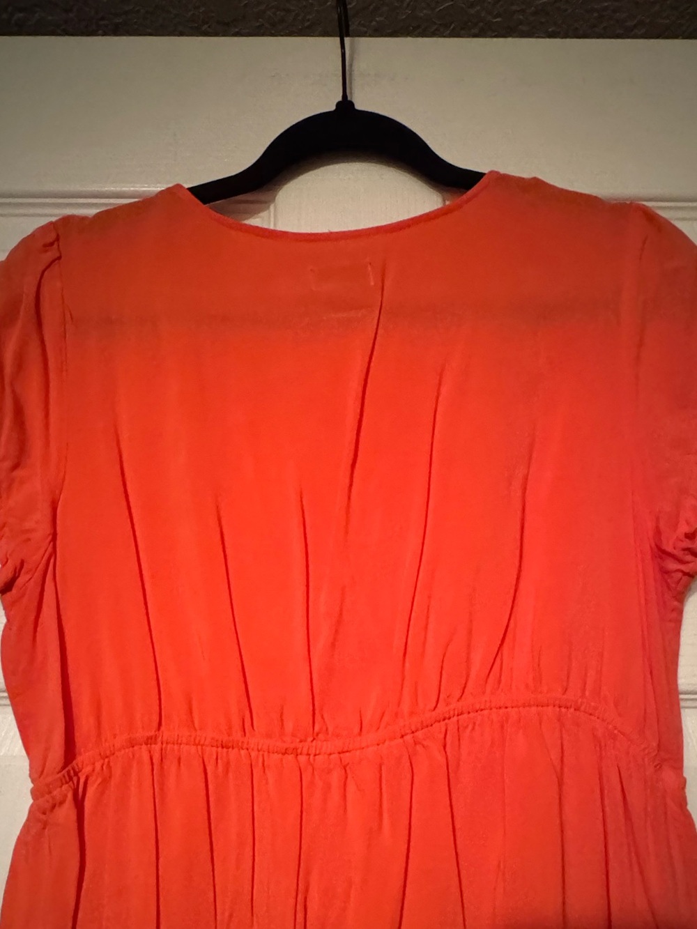 Charming Charlie Sz Large Coral Orange Embroidered V-Neck Mini Dress - Picture 6 of 8